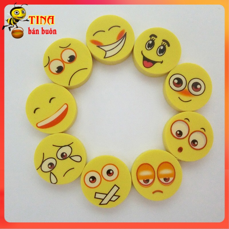 Bộ 4 tẩy bút chì hình mặt cười, gôm tẩy chì hình mặt cười E226