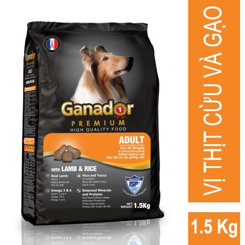 [HCM]Thức ăn cho chó Ganador Adult 1.5kg vị thịt cừu và gạo sản phẩm tốt chất lượng cao cam kết như hình