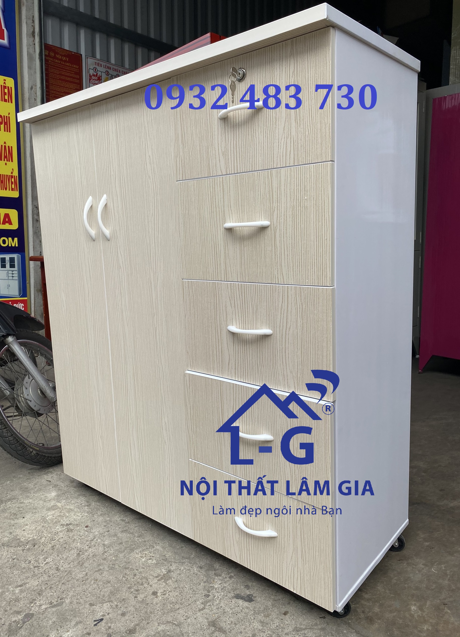 Tủ nhựa đài loan - tủ nhựa đài loan 2 cánh 5 ngăn - màu gỗ