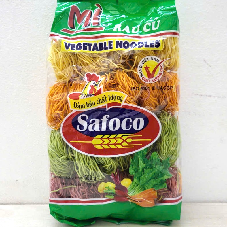 SAFOCO (Mì sợi nhỏ 500g) MÌ RAU CỦ  SỢI NHỎ NHIỀU MÀU Vegetable Noodles
