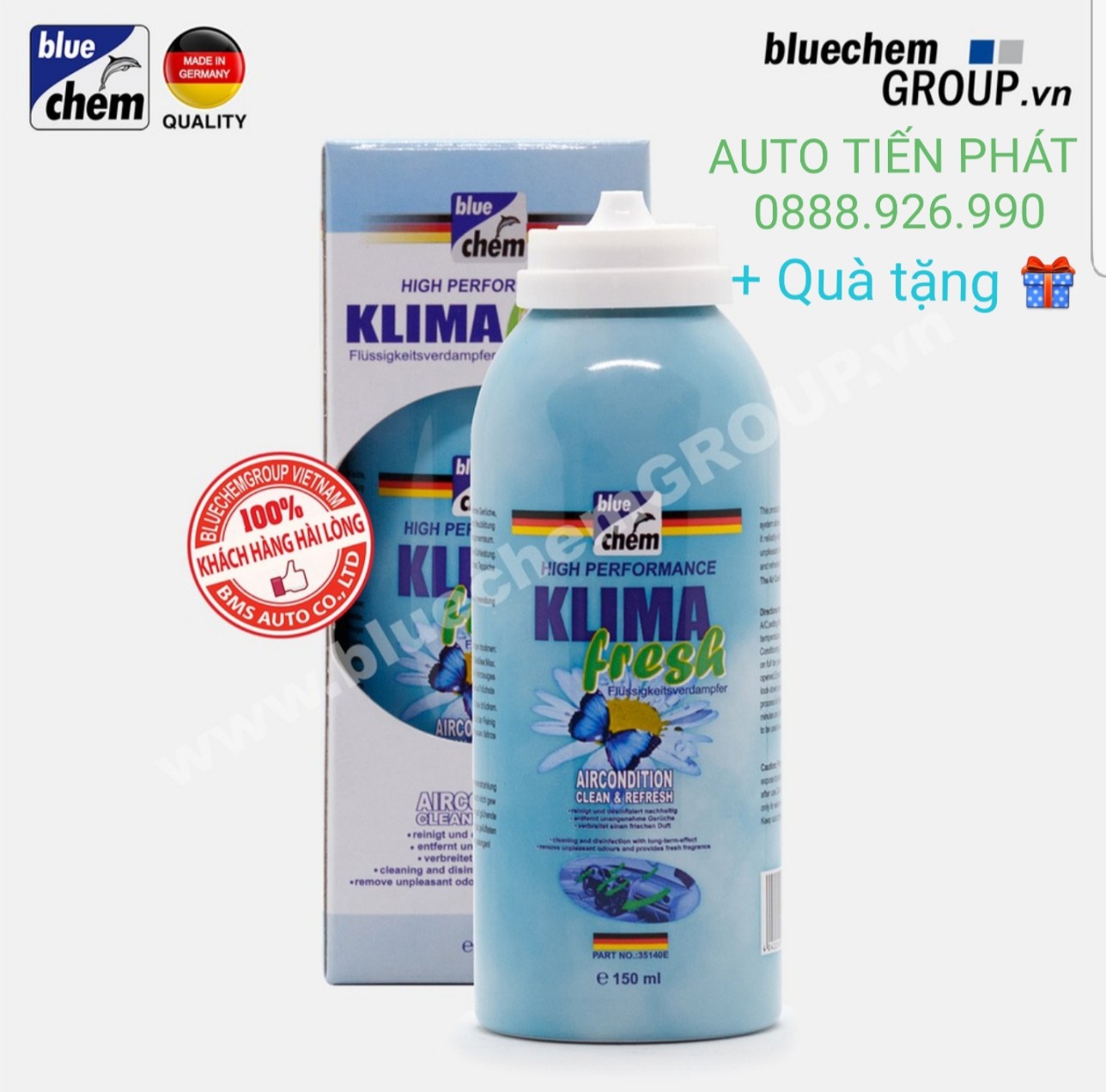 Khử mùi nội thất ô tô - Mùi nhẹ thơm mát dịu Bluechem - Đức