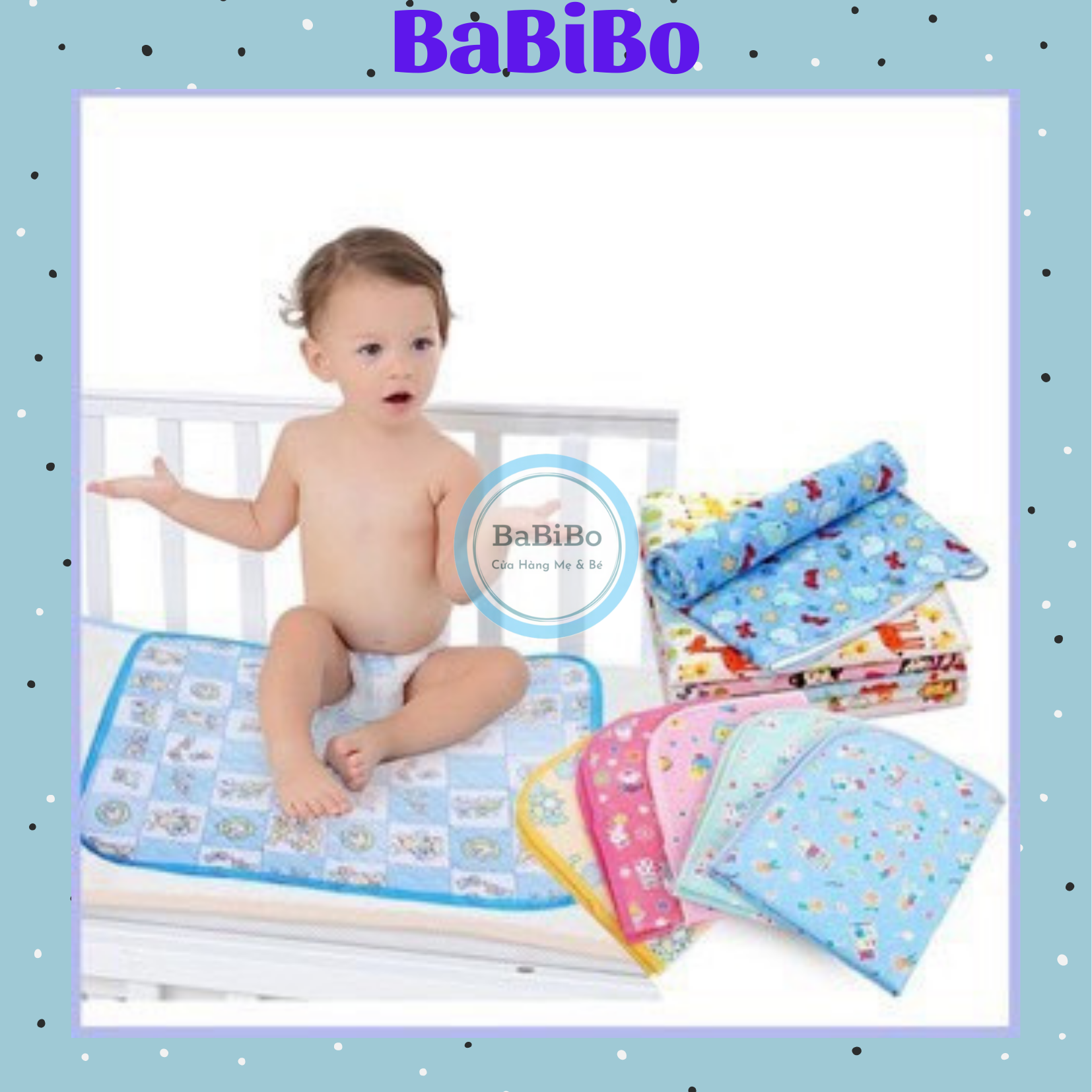 Chiếu lót thay bỉm chống thấm cho bé sơ sinh, Chiếu nhựa Đài Loan cho bé - Babibo