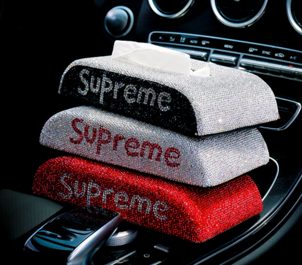 Hộp khăn giấy đính FULL đá SUPREME chất liệu da cao cấp, sang trọng và hiên đại
