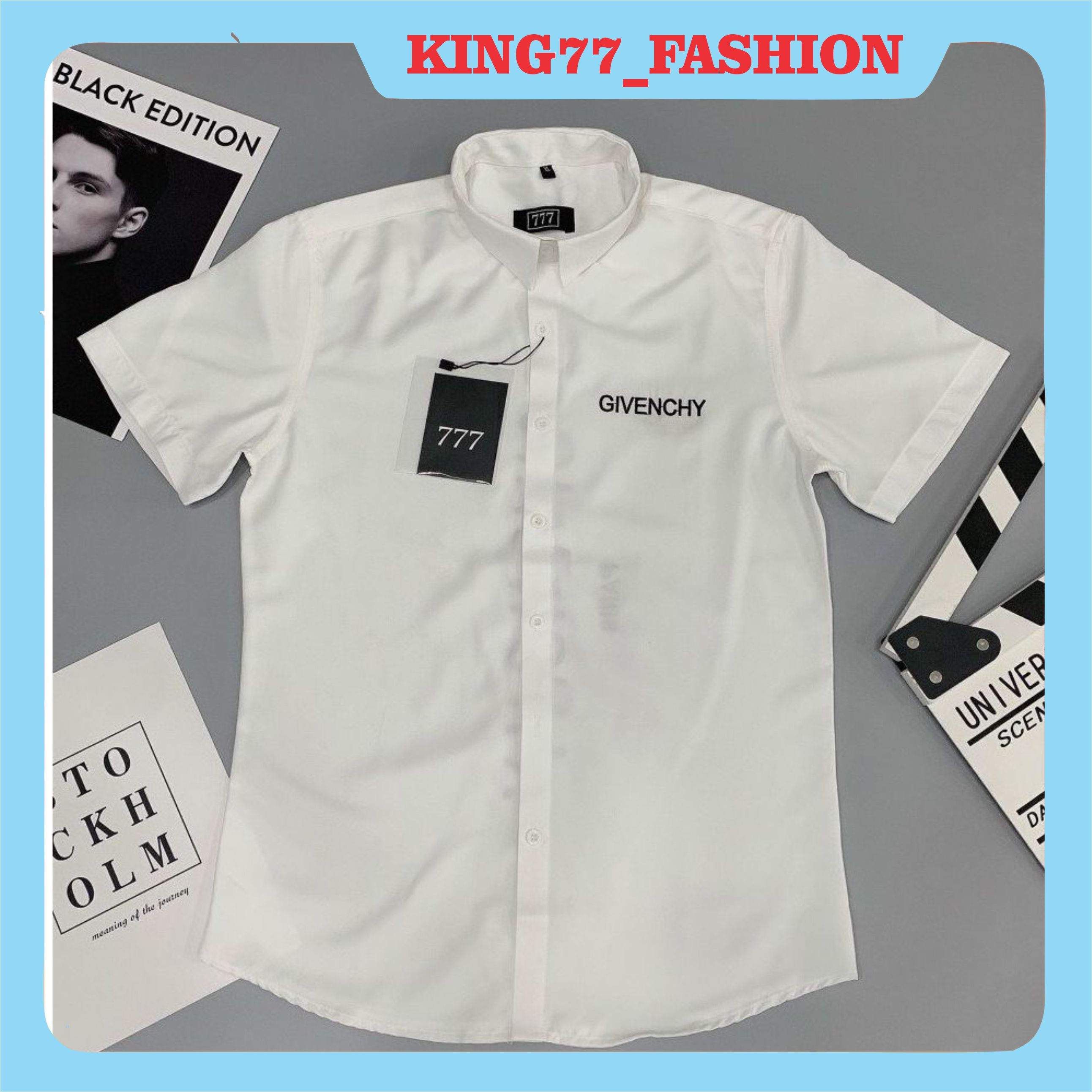 Áo sơ mi nam tay ngắn cao cấp trắng trơn chất lụa min chống nhăn mẫu mới nhất giá rẻ KING77_FASHION