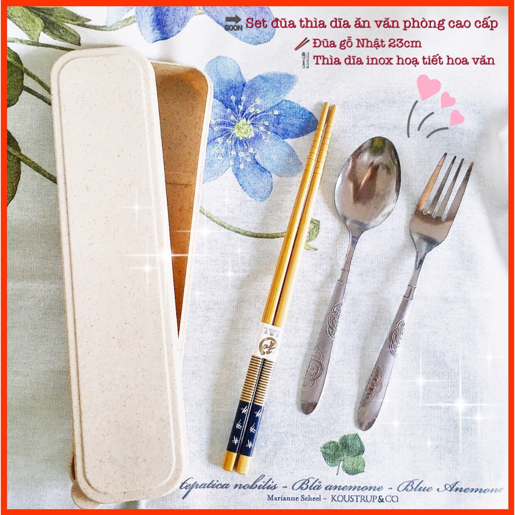 (Khách chọn đúng phân loại) [HÀNG CAO CẤP] BỘ ĐŨA THÌA DĨA ĂN VĂN PHÒNG, TIỆN LỢI, SET ĐŨA NHẬT, THÌA DĨA HOA VĂN HỌA TIẾT, HỘP ĐỰNG LÚA MẠCH