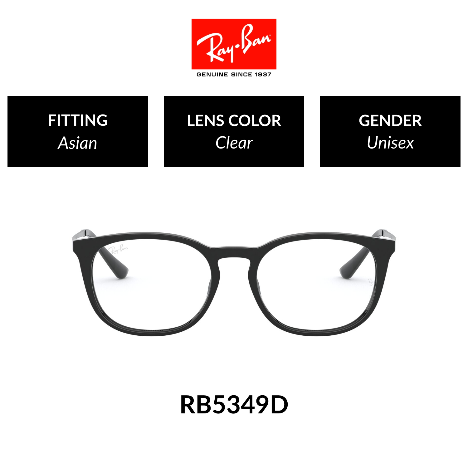 Mắt kính ray-ban - rx5349d 2000 - kính thường size 53