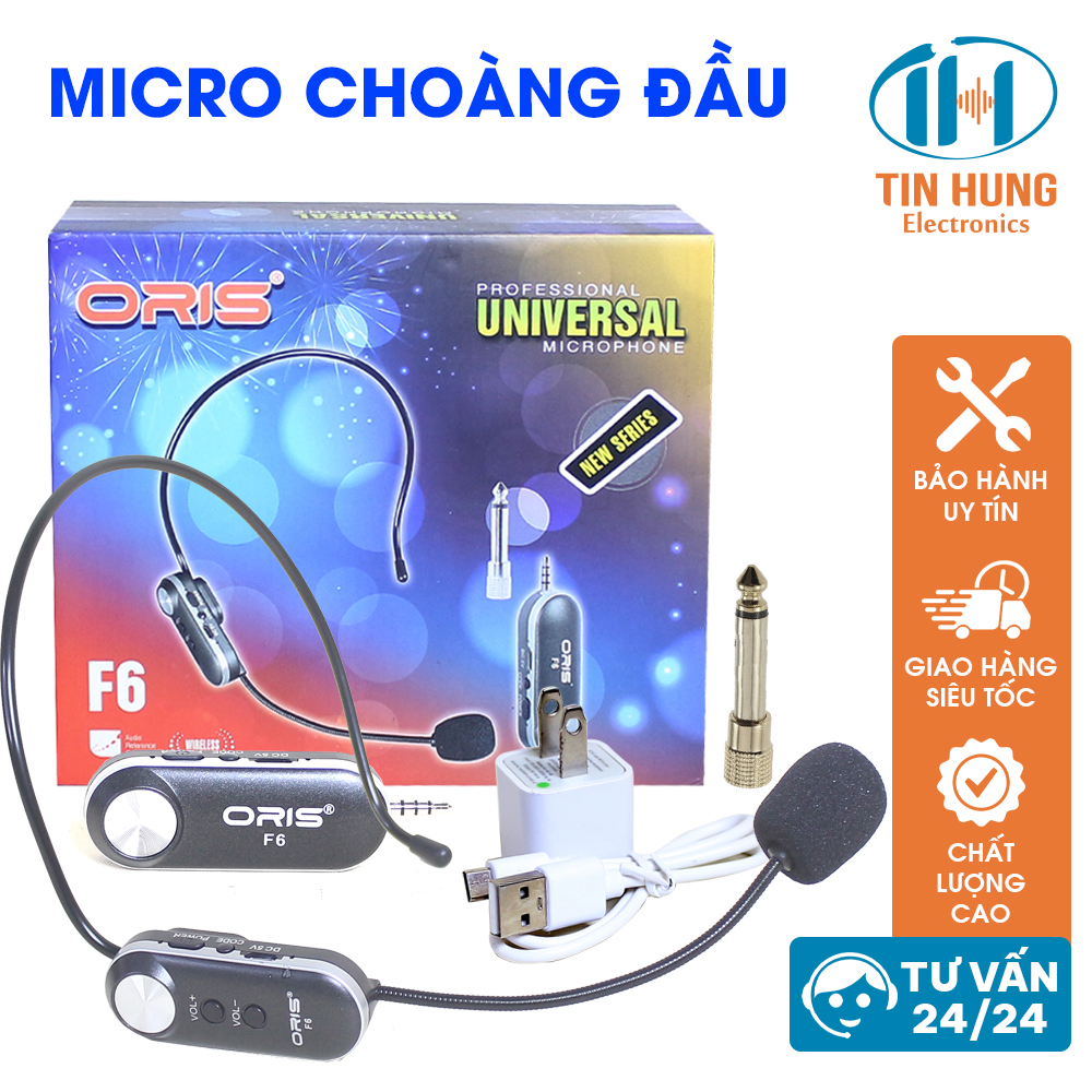 Micro karaoke livestream cài áo ORIS F6, Mic choàng đầu với khả năng bắt âm chính xác, âm thanh trung thực, lọc âm tốt - ORIS Profesional