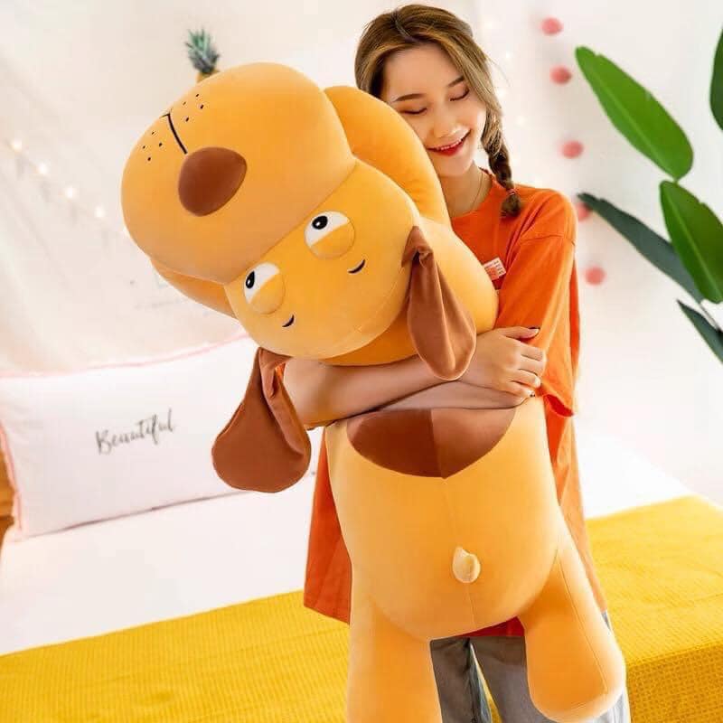 GẤU BÔNG CHÓ NẰM TAI CHÓ LƯNG TIM MINISO MỀM MỊN CAO GẤU BÔNG AN TOÀN CHO BÉ