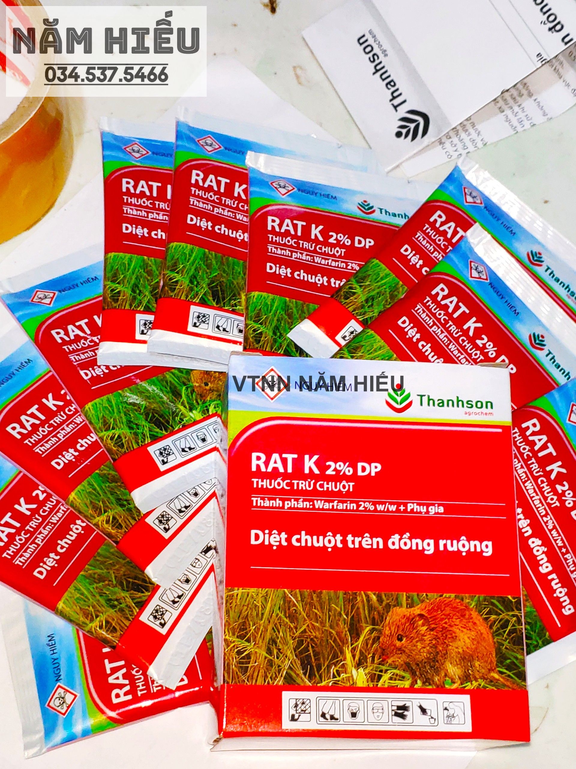 1 hộp 10 gói RAT K - Thuốc diệt chuột - nhóm chống đông máu