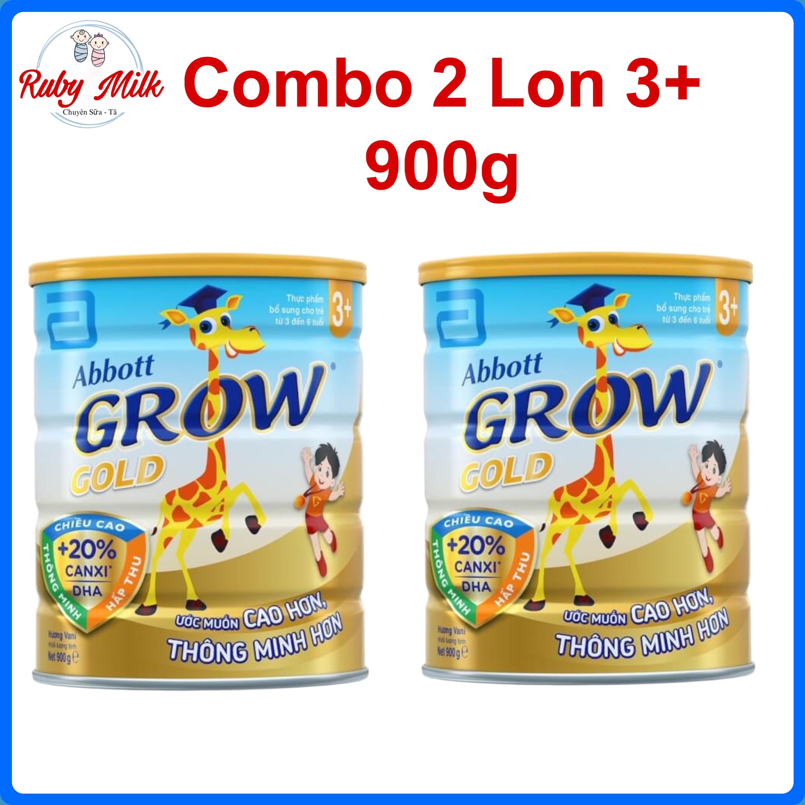 Combo 2 lon sữa abbott grow gold 3+ lon 8500g hương vani