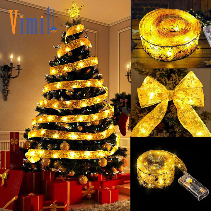  Vimite 5 10 Meters Outdoor Indoor Led Christmas Light Battery Operation Ribbon String Fairy Light Christmas Tree Decoration Lamp for House Garden Party Birthday Ornaments New Year 