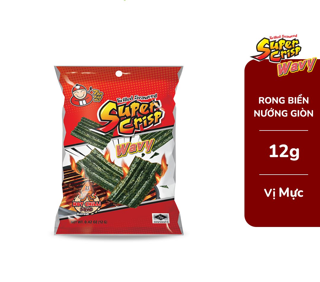 Rong biển taokaenoi super crisp 12g vị mực đậm đà, sấy giòn thơm ngonn