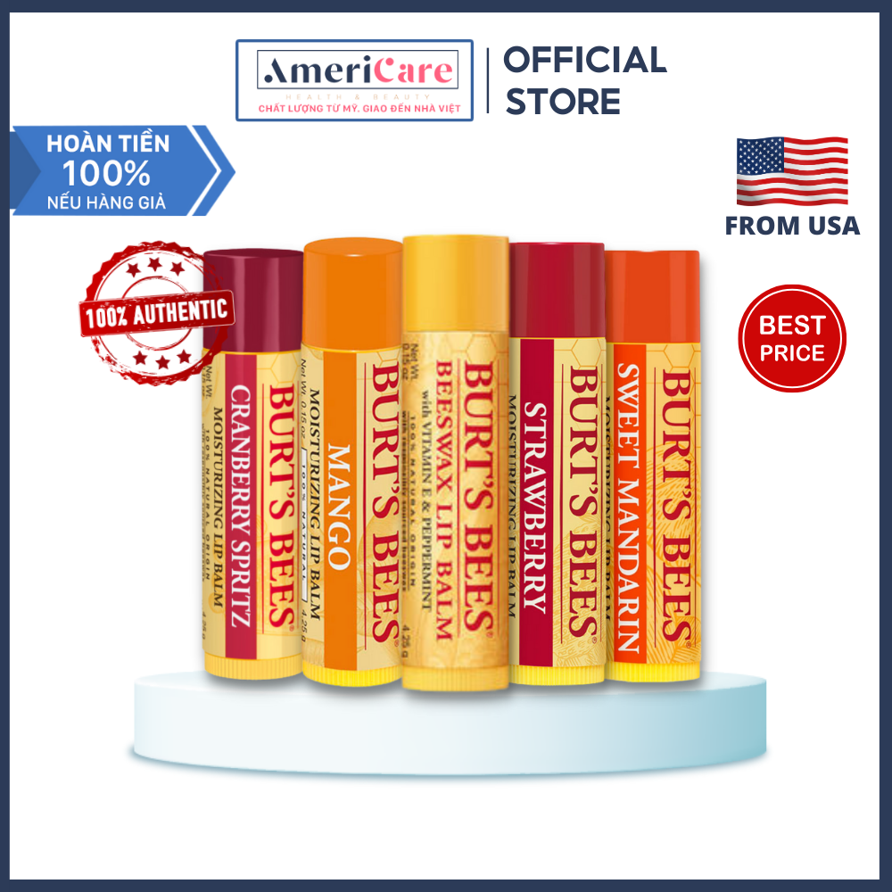 Son Dưỡng Burt Bee Moisturizing Lip Balm (Đầy Đủ Các Mùi)