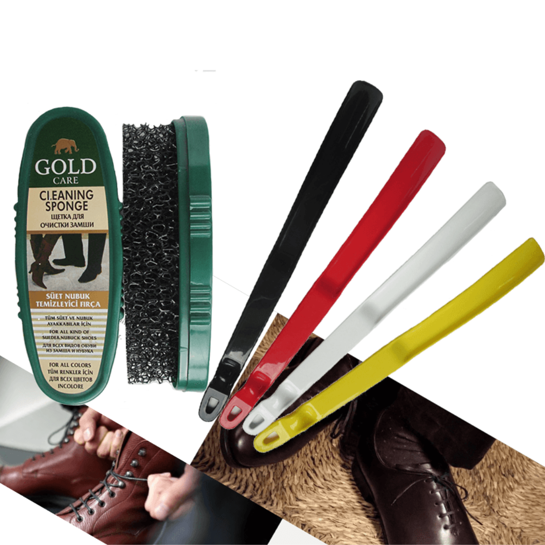 Combo Cây Xỏ Giày Dài GoldCare GC7004 & Bàn Chải Đánh Bụi Giày, Da GC4007