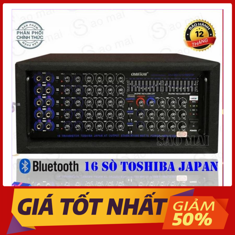 Ampli bluetooth karaoke omaton am-9600ni - tặng 2 chống lăn micro