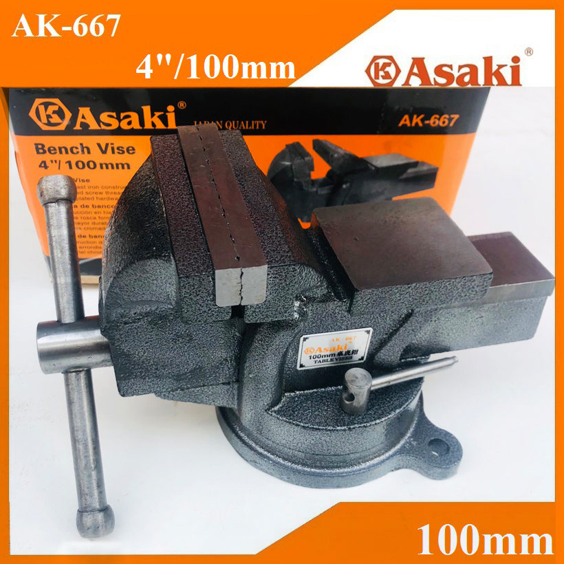 Ê tô bàn nguội xoay 360° asaki ak-0667 4'' - khả năng kẹp 10cm ak-667