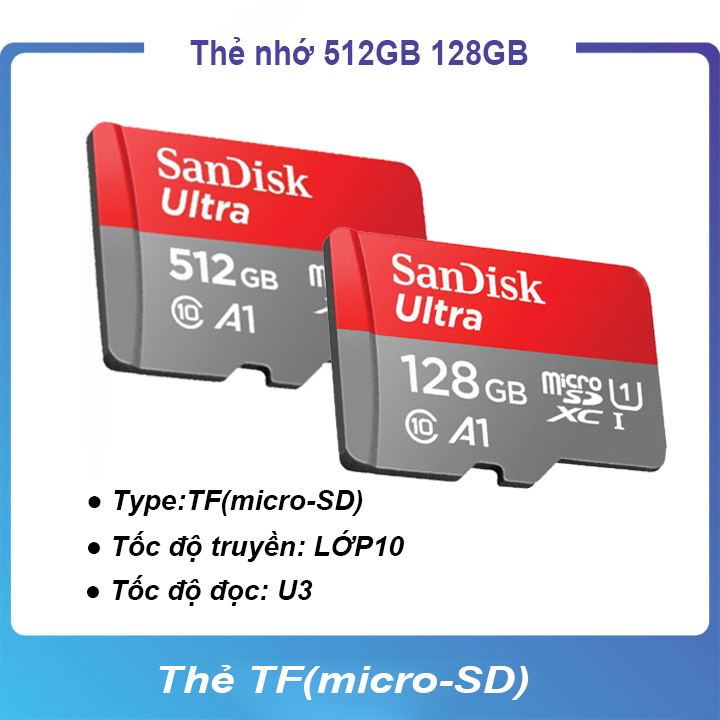 SanDisk Thẻ nhớ chính hãng 1TB 512GB 128GB Thẻ Micro SD 100MB/s TF Thẻ Nhớ Cho Camera Đầu Đọc Thẻ Nhớ Điện Thoại MP3 máy chơi game máy tính