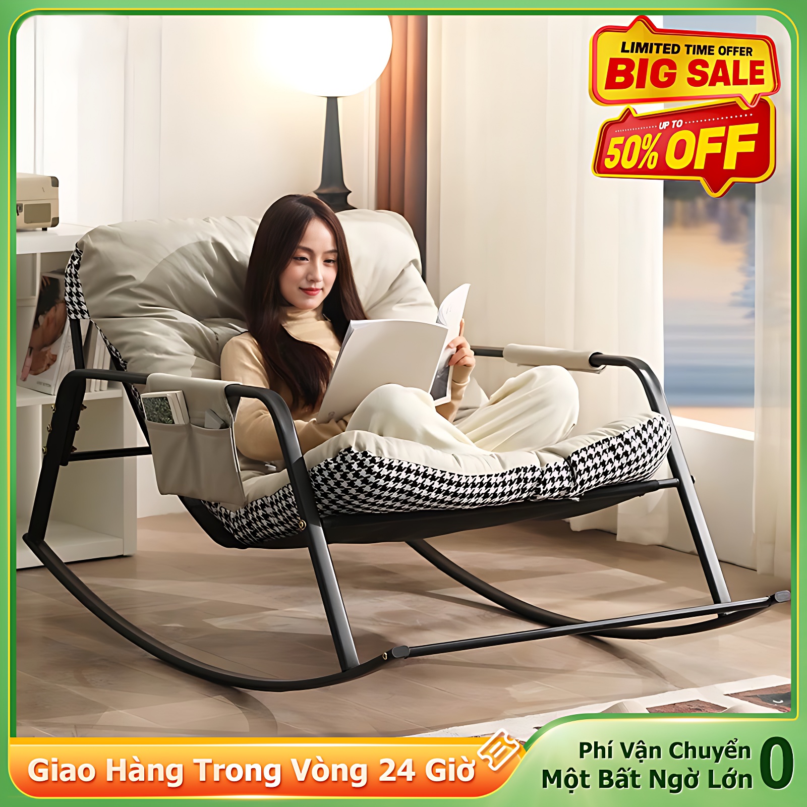 NES ghế bập bênh thư giãn ghế lười có tựa lưng ghế bành ban công phòng khách giảm giá 50%