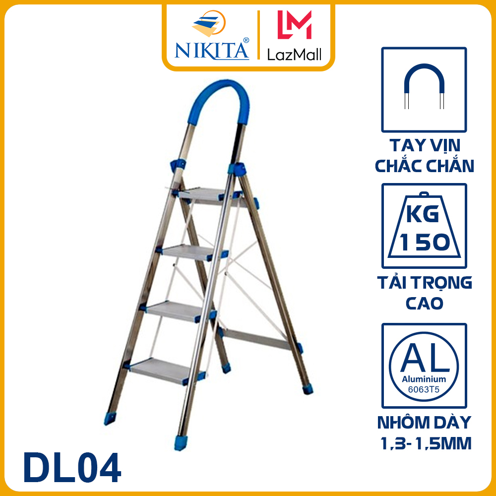 Thang ghế nhôm 4 bậc nikita nkt-dl04 - hàng chính hãng