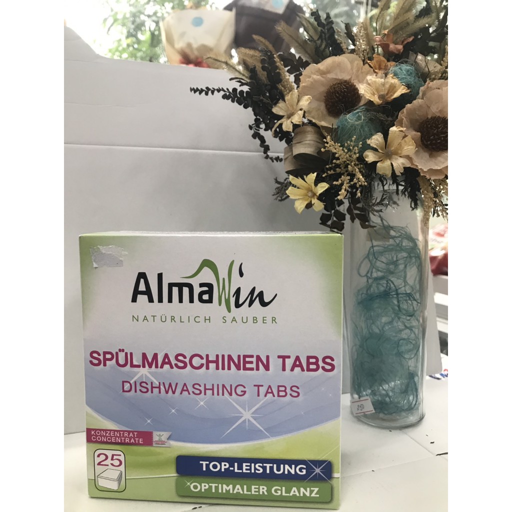 Viên rửa bát hữu cơ Almawin (25 viên x 20g) Đức - Viên rửa chén oganic Almawin (25 viên x 20g) - Viên rửa bát hương chanh hữu cơ Almawin