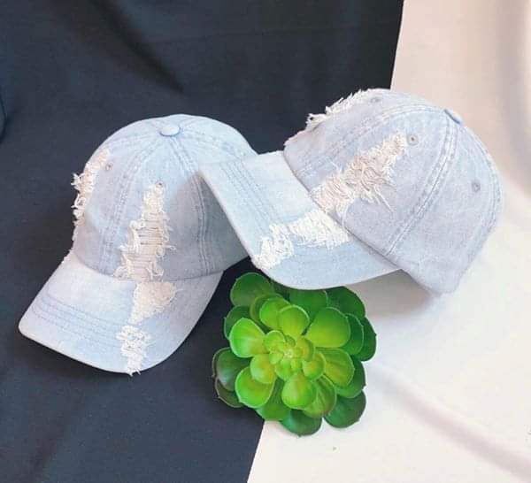 Mũ lưỡi trai Jean rách  cao cấp (màu xanh)