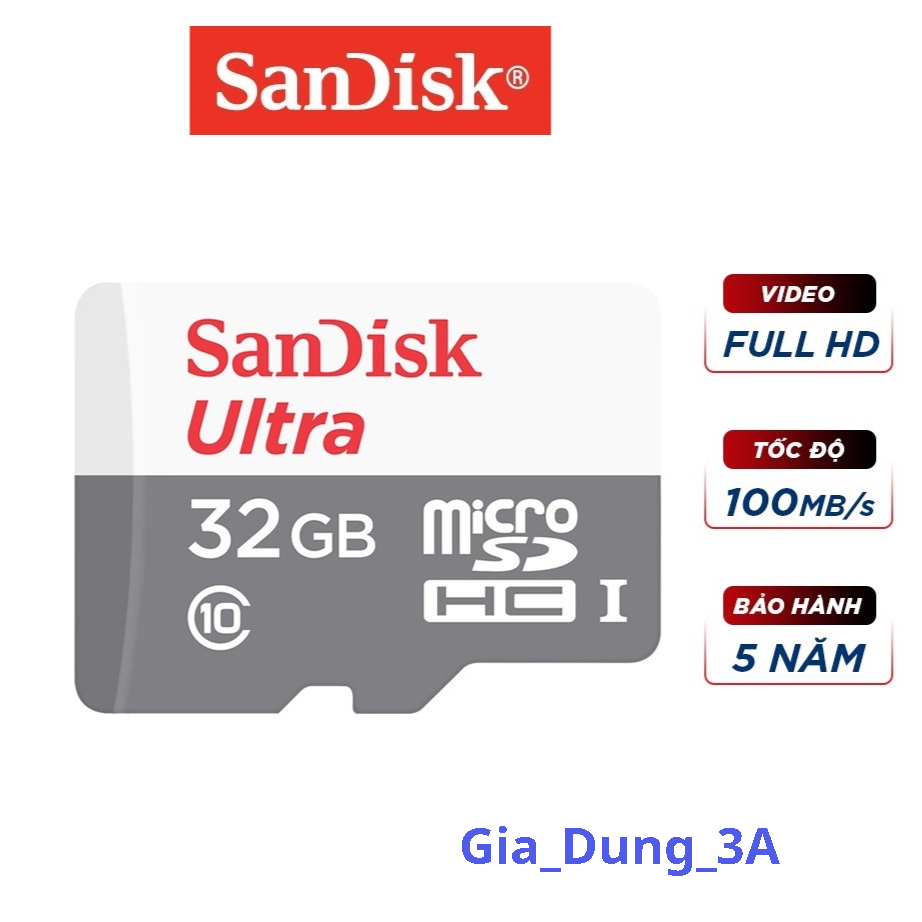 Thẻ nhớ microsdhc sandisk 32gb 100mb/s 533x ultra chính hãng