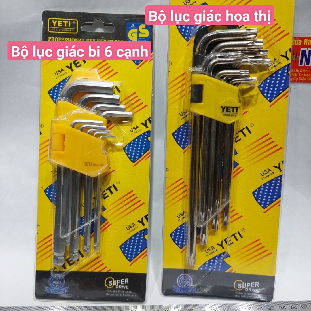 Bộ Khóa Mở Ốc Vít Lục Giác Đa Năng 9 Cây từ 1.5 ly đến 10 ly thương hiệu Yeti ,cây lục giác đủ số ,1 đầu có bi lơn giúp có lực vặn các con ốc lục giác cứng hơn chất liệu thép Cv cứng cáp hoặc lục giác bông mở các ốc phù hop