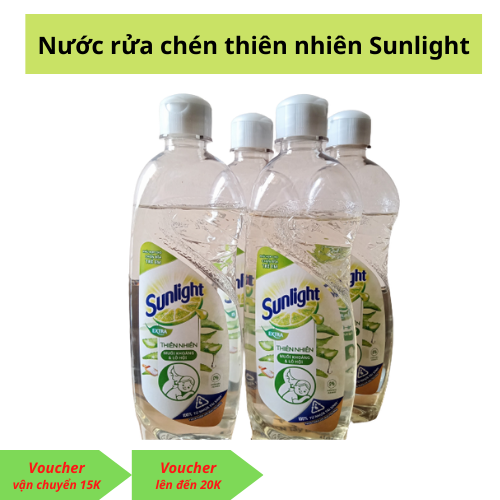 Bộ 2 chai Nước rửa chén Sunlight thiên nhiên muối khoáng và lô hội 370gr (2 x 370gr)