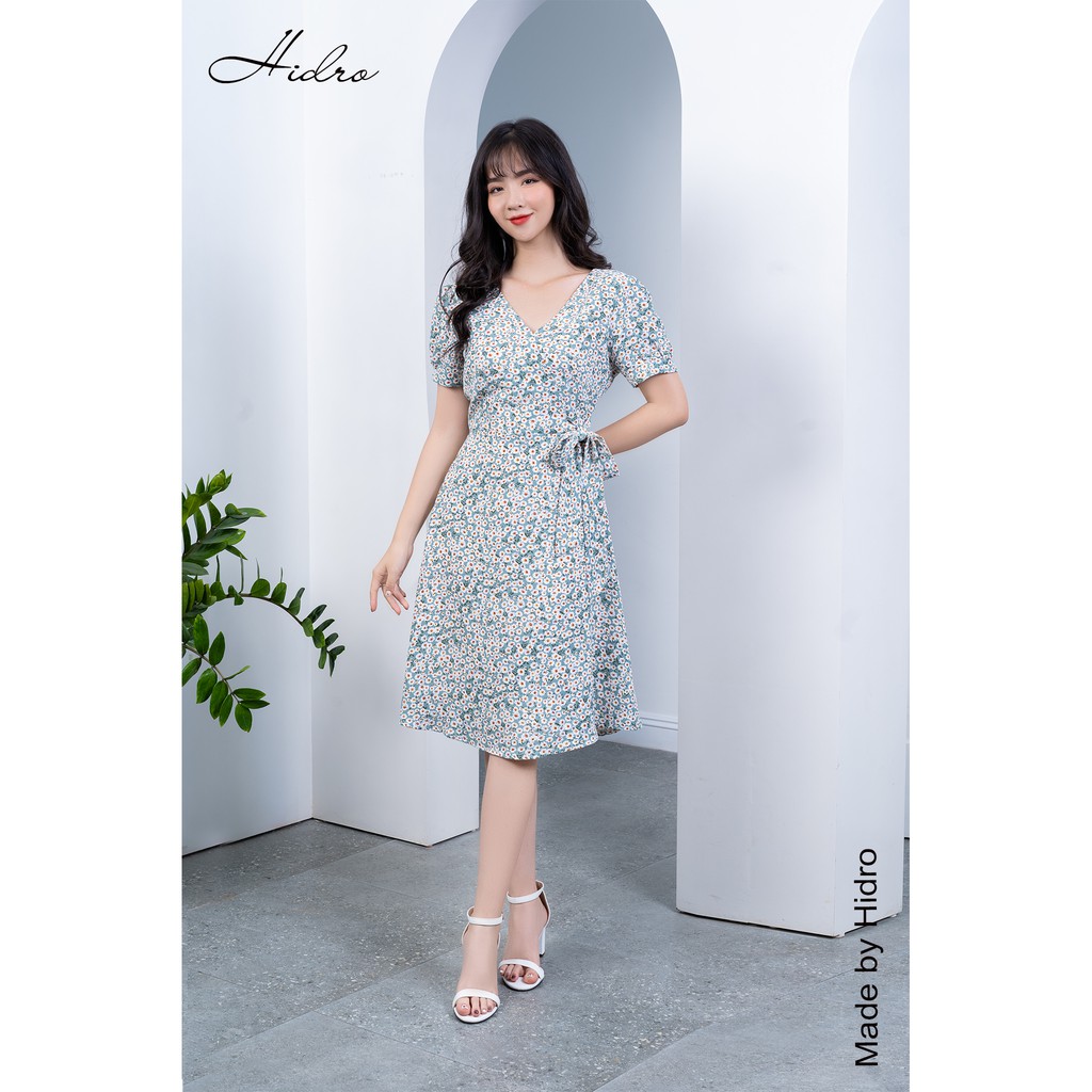 Đầm váy nữ HIDRO hoạ tiết hoa nhí thắt nơ