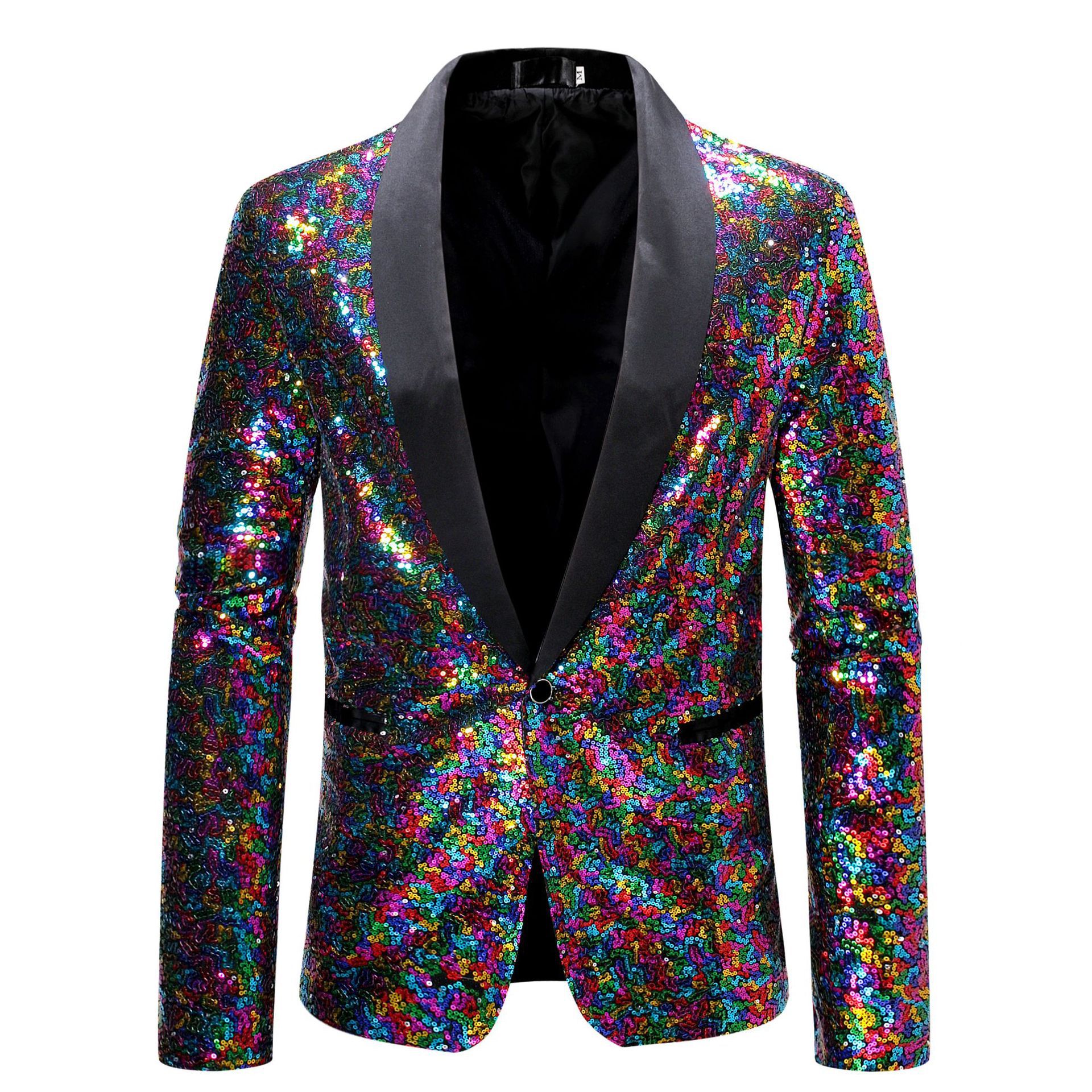 -A Trang Phục Biểu Diễn Âu Mỹ, Bộ Đồ Sequin Vàng, Bộ Đồ, Trang Phục Nam Hộp Đêm, Áo Khoác Studio Dẫn Chương Trình, Trang Phục Nam Châu Âu