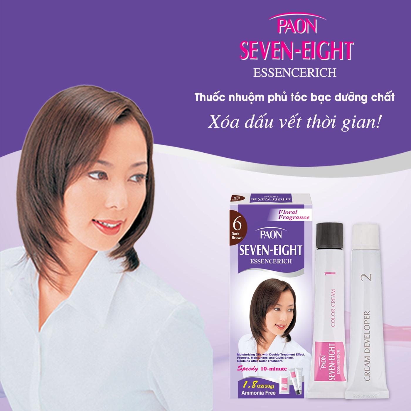 Nhuộm phủ bạc dưỡng chất hương hoa cỏ nhanh 7 phút seven eight số 6 nâu đậm nhật bản