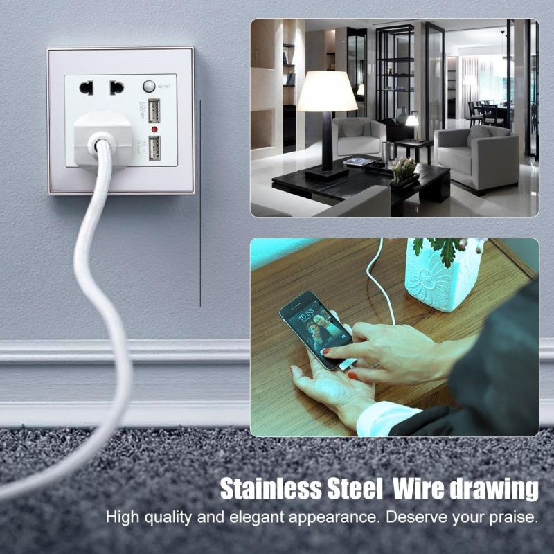 10A Universal Dual USB Wall Socket Panel AC 110-265V Outlet Power
Charger with Switch (Silver) - intl