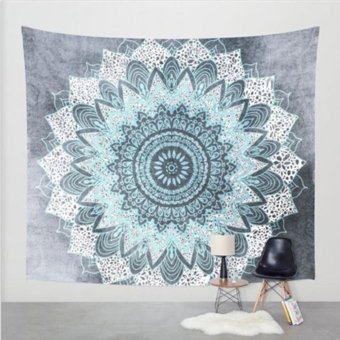 150cmx130cm Boho Wall Carpet Tapestry Mandala Tapestry Crystal Arrays Blue Wall Art Tapestry Indian Decoration Blanket - intl  