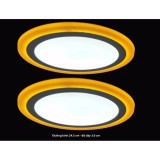 2 đèn led nổi ốp trần 24w tròn 2 màu 3 chế độ ánh sáng trắng vàng