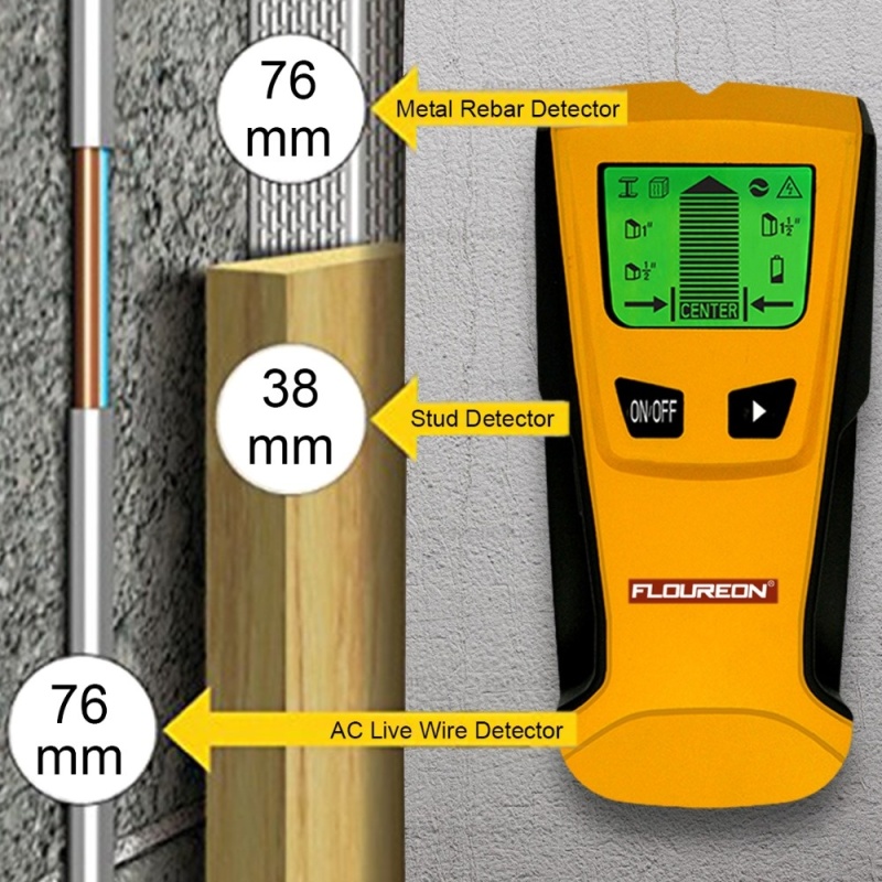 Bảng giá Mua 3 In 1 Metal Detectors Find Metal Wood Studs AC Voltage Live Wire Detect Wall Scanner Electric Box Finder Wall Detector - intl