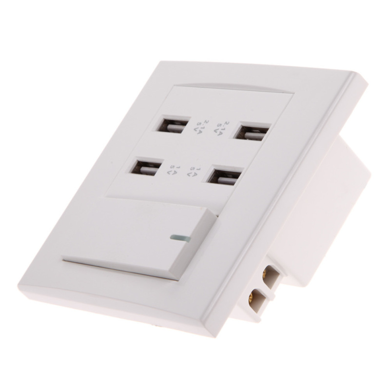 Bảng giá 4-Port USB Wall Socket Charger AC Power Receptacle Outlet Plate White (Intl)