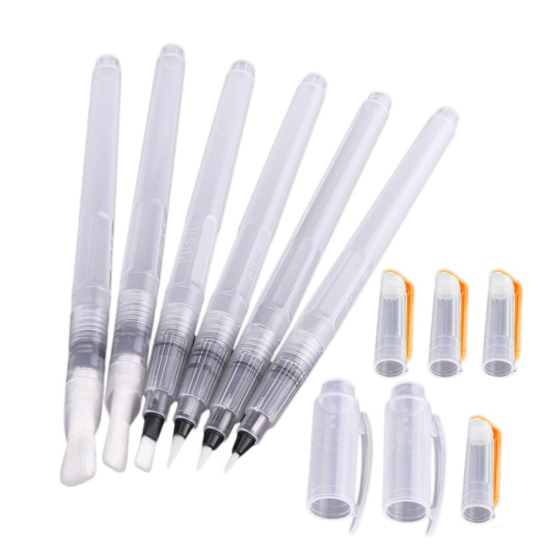 Mua 6 PCS Watercolor Brush Pens Pointed Tip And Flat Tip with Ink Storage Barrel Ink Painting Brush Art Supplies for Students Artists - intl