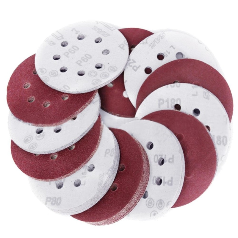 60Pcs Portable 8 Holes Sandpaper Disc 6 Different Model 40 60 80 120 180 240 Assorted Grits Hook and Loop Sanding Pad with Self-adhesive for Grinding Polishing Metal Plastic Wood 4.92inches Diameter - intl