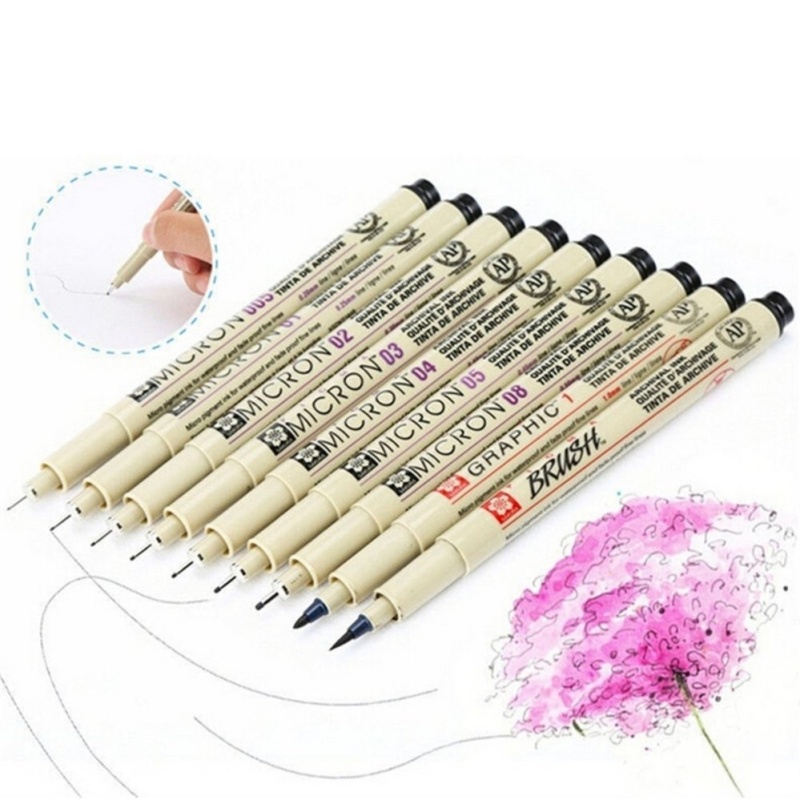 Mua 8x Pigma Manga Comic Graphic Markers Drawing Fine Point Ink Pens Brush Kit Beige - intl