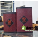 Bình đựng rượu inox CCCP bọc da 64 oz (2 Lít), Bình đựng rượu Inox 304 cao cấp, Hàng boc da dễ cầm nắm và di chuyển