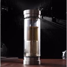 Bình giữ nhiệt 2 đầu kiêm lọc pha trà bằng thủy tinh 2 lớp và inox cao cấp - 400ml
