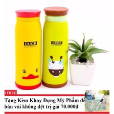 Bình giữ nhiệt hàn quốc cao cấp dung tích 500ml deer chodeal24h + tặng kèm khay đựng mỹ phẩm để bàn