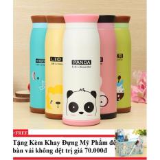 Bình giữ nhiệt Hàn Quốc cao cấp dung tích 500ml Panda CHODEAL24H + Tặng kèm khay đựng mỹ phẩm để bàn