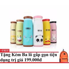 Bình giữ nhiệt Hàn Quốc cao cấp dung tích 500ml Panda + Tặng kèm balo du lịch gấp gọn