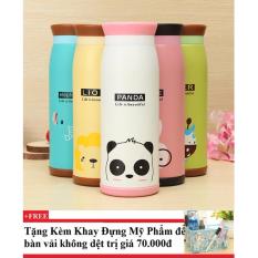 Bình giữ nhiệt Hàn Quốc cao cấp dung tích 500ml Panda + Tặng kèm khay đựng mỹ phẩm để bàn