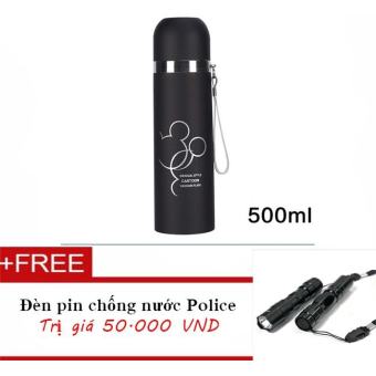 Bình nước thể thao Inox DE17 (Đen) + Tặng đèn pin chống nước