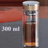 Bình thủy tinh cao cấp 2 lớp giữ nhiệt , bình pha trà, bình cà phê 300 ml
