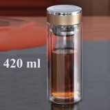 bình thủy tinh cao cấp 2 lớp  giữ nhiệt , bình pha trà, bình cà phê 420 ml