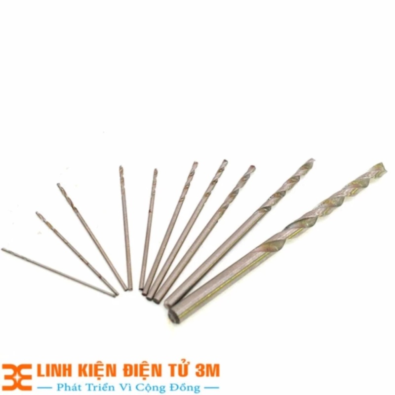 Bảng giá Bộ 11 Mũi Khoan Mini (0.5-0.6-0.7-0.8-0.9-1.0-1.2-1.5-2.0-3.0-5.0mm Mỗi loại 1 Chiếc )