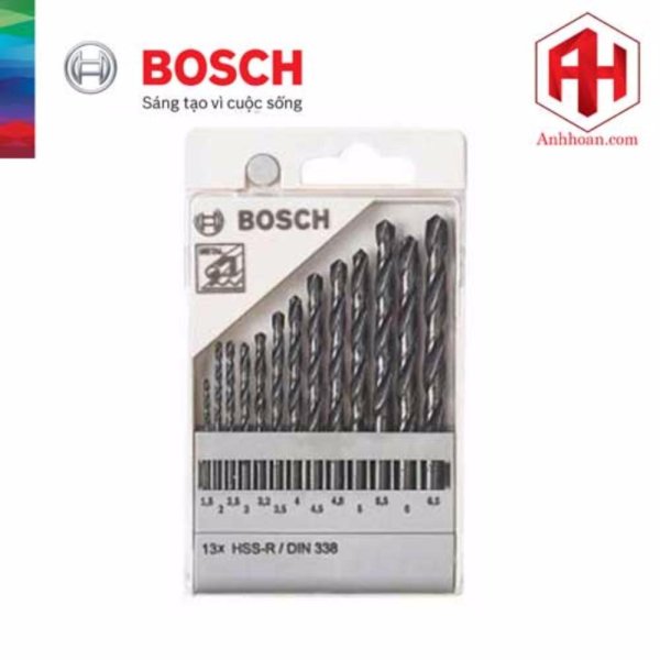 Bộ 13 mũi khoan sắt Bosch HSS-R DIN338
